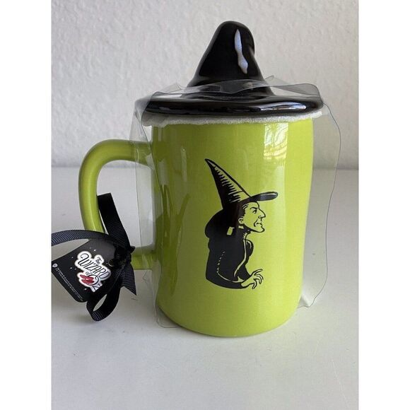 Rae Dunn Wizard of Oz Coffee Mug Green Wicked Witch Hat Topper Get You My Pretty - Picture 1 of 9